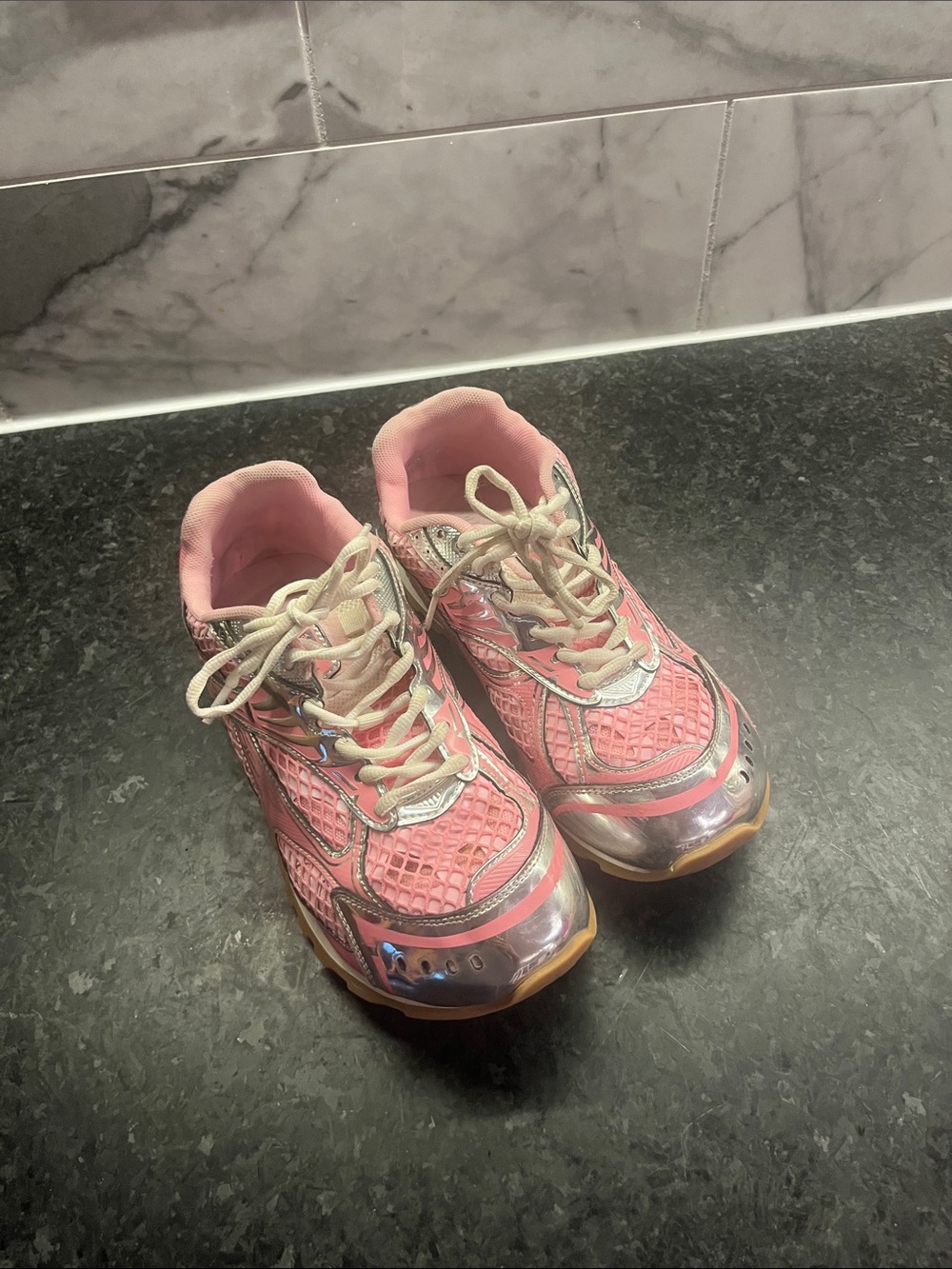 Veneta Silver and Pink Sneakers
